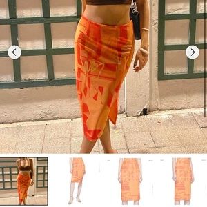 NWT miaou Moni Midi Skirt Orange